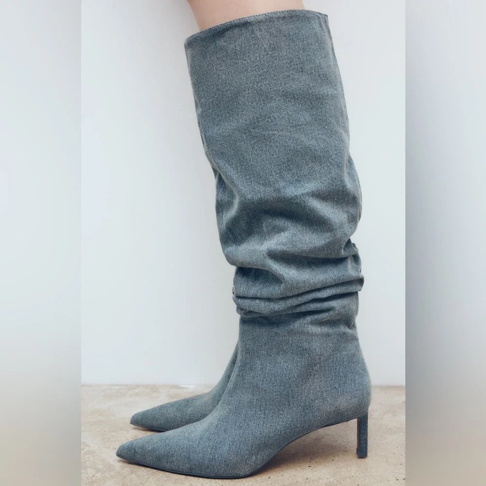 Zara SLOUCHY DENIM BOOTS
DENIM BLUE - Picture 5 of 7